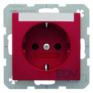 Steckdose SCHUKO mit Beschriftungsfeld und Aufdruck Berker S.1/B.3/B.7 rot, glän, Berker 47508915