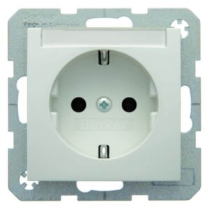 Steckdose SCHUKO mit Beschriftungsfeld Berker S.1/B.3/B.7 polarweiß, glänzend, Berker 47508989