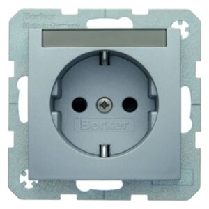 Steckdose SCHUKO mit Beschriftungsfeld Berker B.7 alu, matt, Berker 47491404