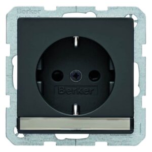Steckdose SCHUKO mit Beschriftungsfeld Berker Q.1/Q.3 anthrazit, samt, Berker 47496086
