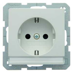 Steckdose SCHUKO mit Beschriftungsfeld Berker Q.1/Q.3 polarweiß, samt, Berker 47496089