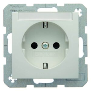 Steckdose SCHUKO mit Beschriftungsfeld Berker S.1/B.3/B.7 polarweiß, glänzend, Berker 47498989