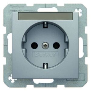Steckdose SCHUKO mit Beschriftungsfeld Berker B.7 alu, matt, Berker 47501404