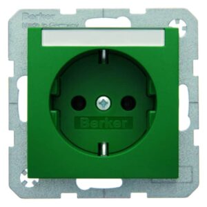 Steckdose SCHUKO mit Beschriftungsfeld Berker S.1/B.3/B.7 grün, matt, Berker 47501903