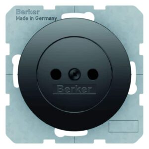 Steckdose ohne Schutzkontakt Berker R.1/R.3 schwarz, glänzend, Berker 6167032045