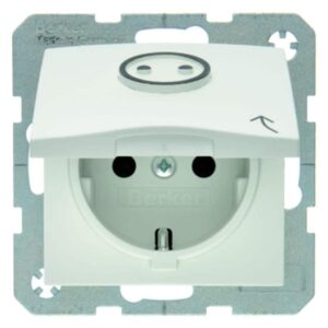 Steckdose SCHUKO mit Klappdeckel und abtastbarem Symbol Berker S.1/B.3/B.7 polar, Berker 47861949