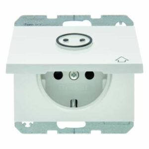 Steckdose SCHUKO mit Klappdeckel und abtastbarem Symbol Berker K.1 polarweiß, gl, Berker 47867109
