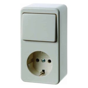 Kombination Wippschalter/Steckdose SCHUKO Aufputz weiß, glänzend, Berker 479640