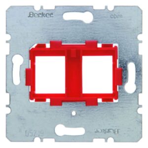 Tragplatte mit roter Aufnahme 2fach für Modular Jacks Modul-Einsätze, Berker 454101