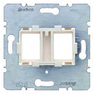 Tragplatte mit weißer Aufnahme 2fach fürModular Jacks Modul-Einsätze, Berker 454105