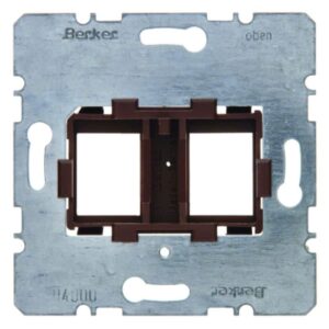Tragplatte mit brauner Aufnahme 2fach für Modular Jacks Modul-Einsätze, Berker 454107