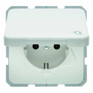 Steckdose SCHUKO mit Klappdeckel wg Up IP44 polarweiß, glänzend, Berker 471509