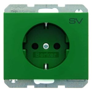 Steckdose SCHUKO mit Aufdruck Berker K.1/K.5 grün, glänzend, Berker 47157113