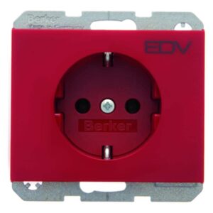 Steckdose SCHUKO mit Aufdruck Berker K.1/K.5 rot, glänzend, Berker 47157115