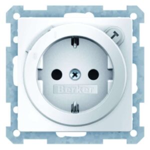 Steckdose SCHUKO mit FI-Schutzschalter Berker Q.1/Q.3 polarweiß, samt, Berker 47086089