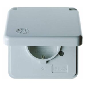 Steckdose SCHUKO mit Abdeckplatte und Klappdeckel wg Up IP44 grau, glänzend, Berker 4211