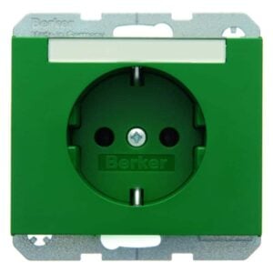 Steckdose SCHUKO mit Beschriftungsfeld Berker K.1/K.5 grün, glänzend, Berker 47397013