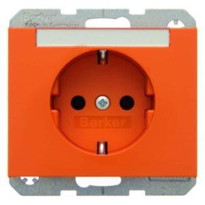 Steckdose SCHUKO mit Beschriftungsfeld Berker K.1/K.5 orange, glänzend, Berker 47397014
