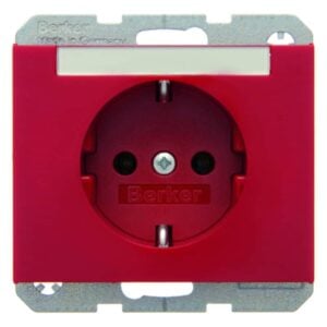 Steckdose SCHUKO mit Beschriftungsfeld Berker K.1/K.5 rot, glänzend, Berker 47397015