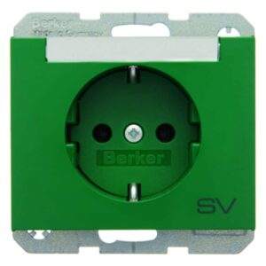 Steckdose SCHUKO mit Beschriftungsfeld und Aufdruck Berker K.1/K.5 grün, glänzen, Berker 47397113