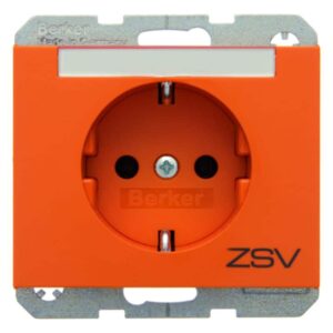Steckdose SCHUKO mit Beschriftungsfeld und Aufdruck Berker K.1/K.5 orange, glänz, Berker 47397114