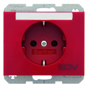 Steckdose SCHUKO mit Beschriftungsfeld und Aufdruck Berker K.1/K.5 rot, glänzend, Berker 47397115