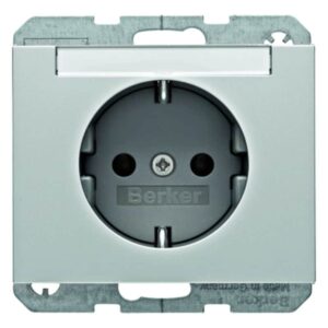 Steckdose SCHUKO mit Beschriftungsfeld Berker K.5 Alu, Berker 47397003