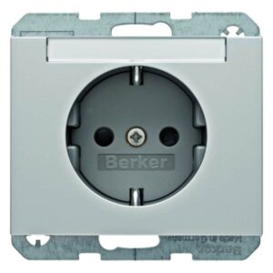 Steckdose SCHUKO mit Beschriftungsfeld Berker K.5 Alu, Berker 47387003