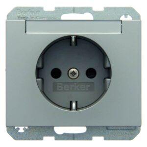 Steckdose SCHUKO mit Beschriftungsfeld Berker K.5 edelstahl, lackiert, Berker 47387004