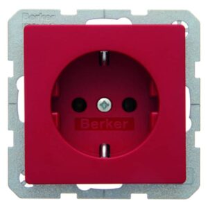 Steckdose SCHUKO Berker Q.1/Q.3 rot, samt, Berker 47436012