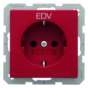 Steckdose SCHUKO mit Aufdruck Berker Q.1/Q.3 rot, samt, Berker 47436022