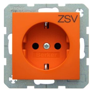 Steckdose SCHUKO mit Aufdruck Berker S.1/B.3/B.7 orange, glänzend, Berker 47438907