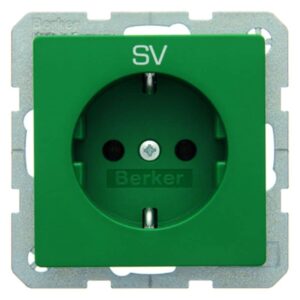 Steckdose SCHUKO mit Aufdruck Berker Q.1/Q.3 grün, samt, Berker 47436003