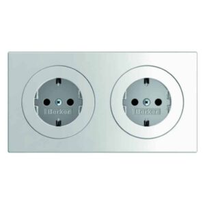 Steckdosen-Kombination SCHUKO 2fach mit Rahmen Berker R.3 polarweiß, glänzend, Berker 47202089