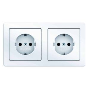 Steckdosen-Kombination SCHUKO 2fach mit Rahmen Berker Q.1/Q.3 polarweiß, samt, Berker 47206089