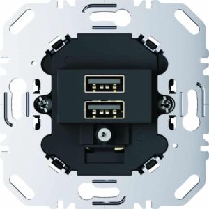 USB-Ladesteckdose 230 V, 2fach mit Tragring eckig, anthrazit matt, Berker 260205