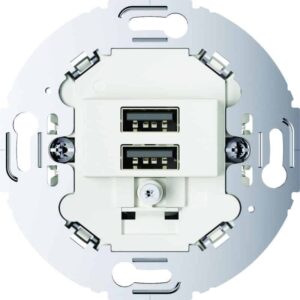 USB Lade-Std., 2fach, 3.0A, rund, pw, Berker 260219