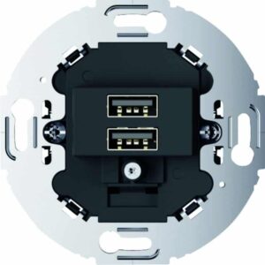 USB Lade-Std., 2fach, 3.0A, rund, anth, Berker 260215