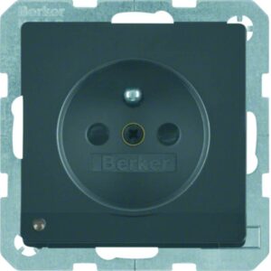 Steckdose mit Schutzkontaktstift und LED-Orientierungslicht Berker Q.1/Q.3 anthrazit, Berker 6765106086