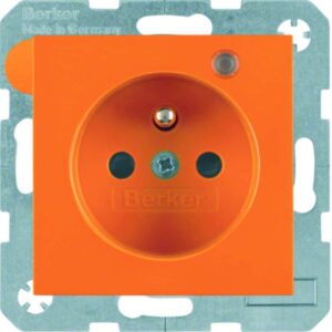 Steckdose mit Schutzkontaktstift und Kontroll-LED Berker S.1/B.3/B.7 orange, glä, Berker 6765098914