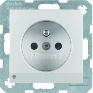 Steckdose mit Schutzkontaktstift und LED-Orientierungslicht Berker B.7 alu, matt, Berker 6765101404
