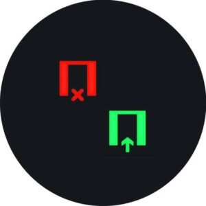 Folie bi-color mit Aufdruck Symbol für Warten/Eintreten für rundes LED-Signallic, Berker 19058014