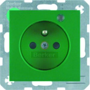 Steckdose mit Schutzkontaktstift und Kontroll-LED Berker S.1/B.3/B.7 grün, matt, Berker 6765091913