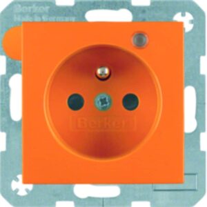 Steckdose mit Schutzkontaktstift und Kontroll-LED Berker S.1/B.3/B.7 orange, mat, Berker 6765091914