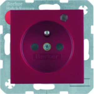 Steckdose mit Schutzkontaktstift und Kontroll-LED Berker S.1/B.3/B.7 rot, matt, Berker 6765091915
