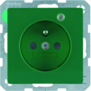 Steckdose mit Schutzkontaktstift und Kontroll-LED Berker Q.1/Q.3 grün, samt, Berker 6765096013
