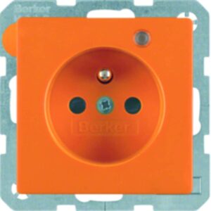 Steckdose mit Schutzkontaktstift und Kontroll-LED Berker Q.1/Q.3 orange, samt, Berker 6765096014