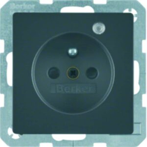 Steckdose mit Schutzkontaktstift und Kontroll-LED Berker Q.1/Q.3 anthrazit, samt, Berker 6765096086