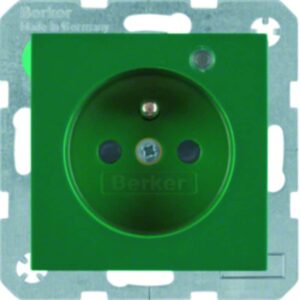 Steckdose mit Schutzkontaktstift und Kontroll-LED Berker S.1/B.3/B.7 grün, glänz, Berker 6765098913