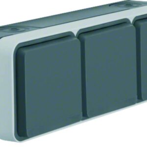 Steckdose SCHUKO 3fach waagerecht mit Klappdeckel AP Berker W.1 grau/lichtgrau m, Berker 47733515